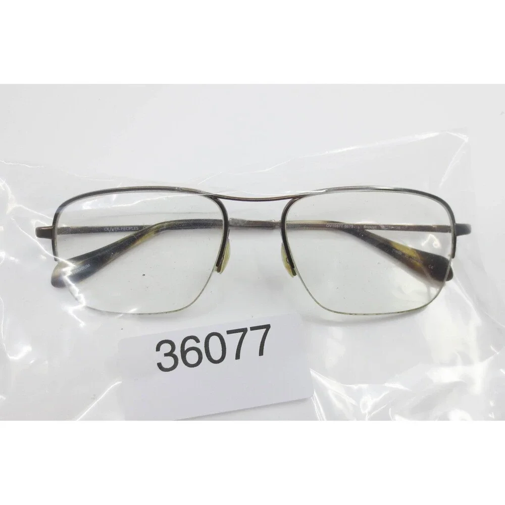 Oliver Peoples Bricklyn OV1087T 5075 Titanium Eyeglasses Brown Semi-Rimless 53mm